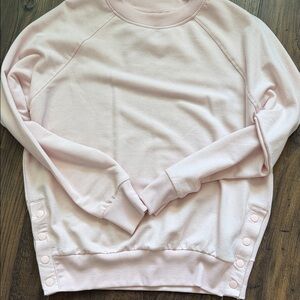 Light Pink Sweatshirt with Button Accents
